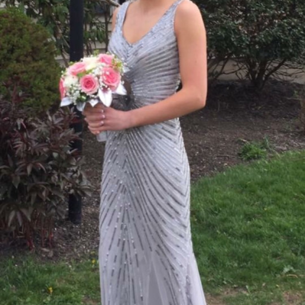 Aidan Mattox Silver Prom Gown - Picture 5 of 8